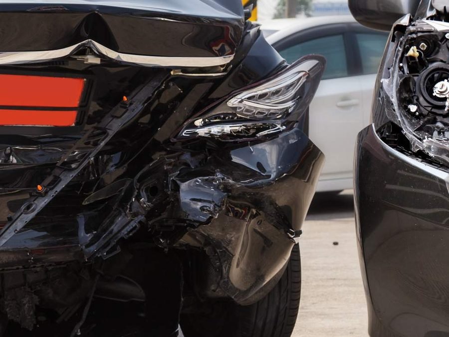 Car damaged in a road accident